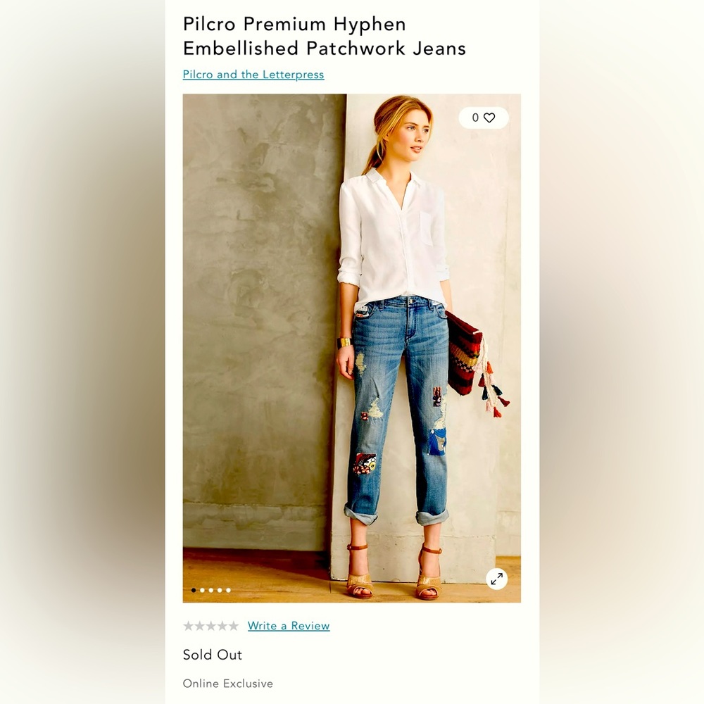 Pilcro Premium Hyphen Embellished Patchwork Jeans, size 29, Excellent condition